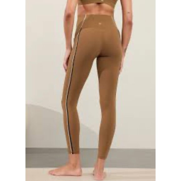 ATHLETA Brown Salutation Stash High-Rise Waist Women's Tipped Leggings Small - Picture 1 of 8